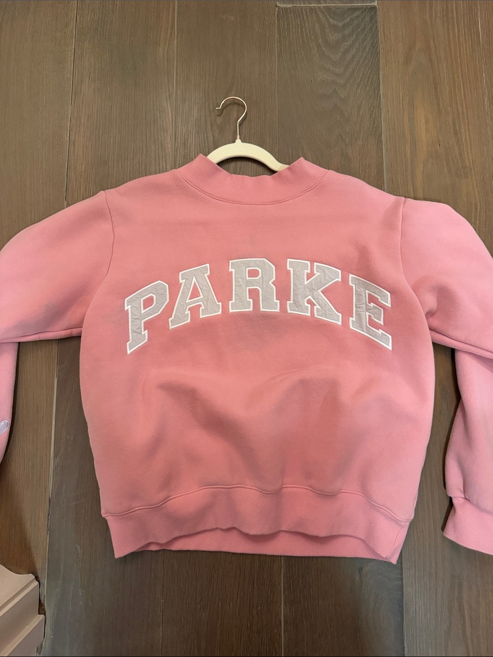 Parke Pink Crewneck Sweatshirt with White Lettering